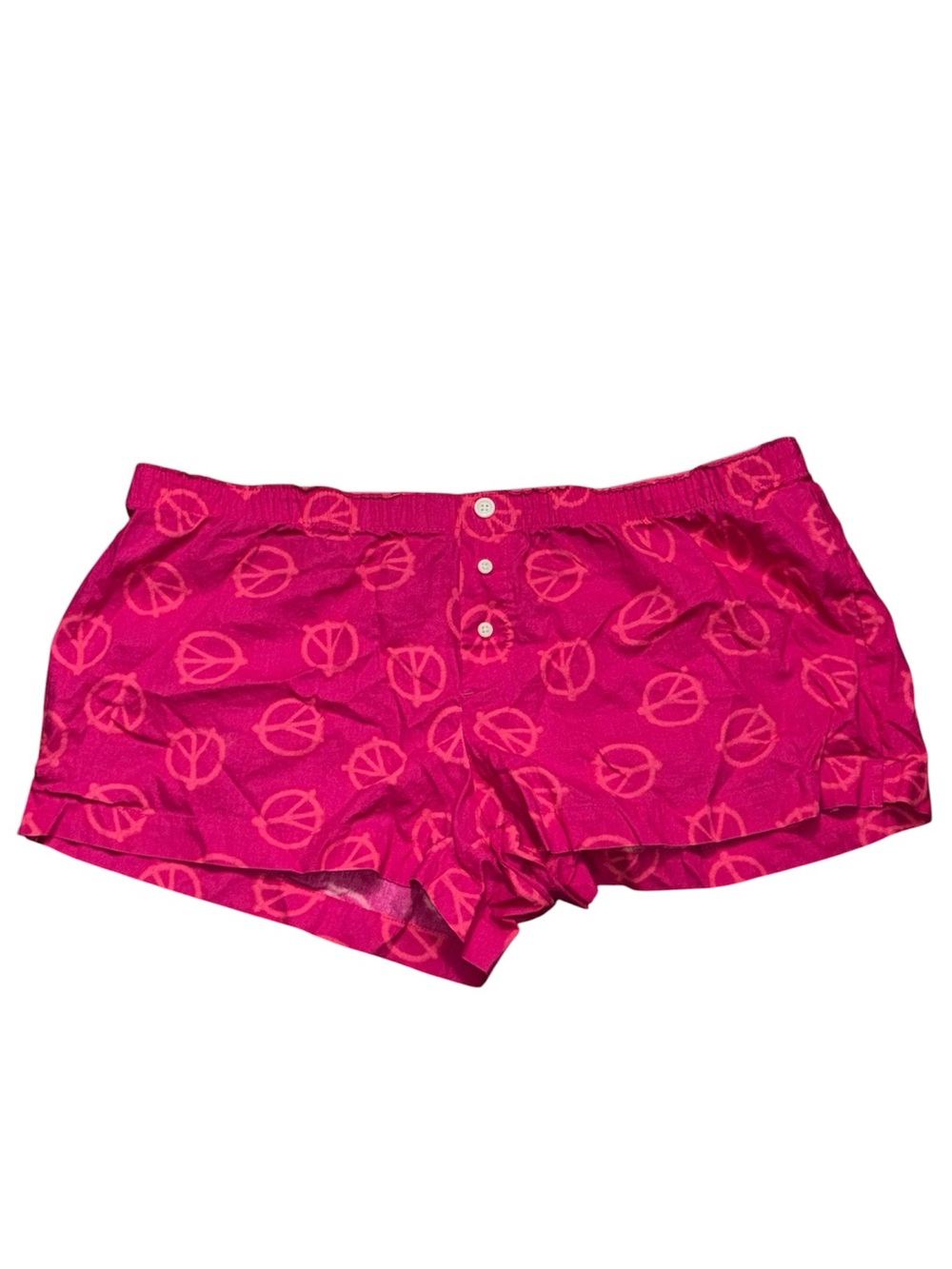 pink peace sign pajama shorts